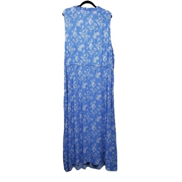 Talbots Womens Sleeveless Blue Paisley Floral Print Maxi Dress Size 22W NWT - Picture 2 of 4